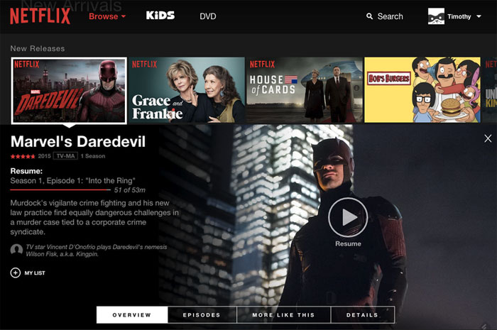 Netflixs nye brugerflade i web-browsere