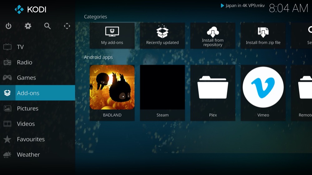 Kodi på Nvidia Shield