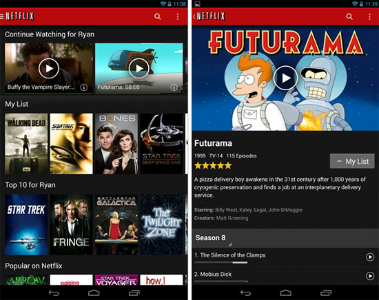 Klik for større billede Android netflix