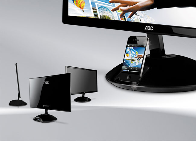 AOC e2343Fi med iPhone-dock