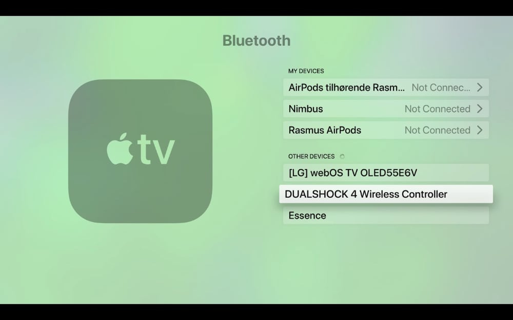 PlayStation controller paired to Apple TV PlayStation controller paired to Apple TV