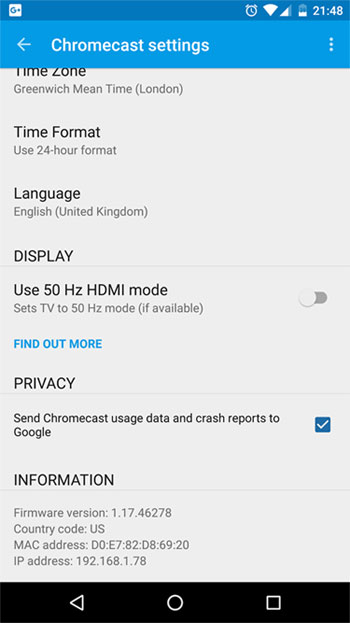 Chromecast 50Hz Chromecast 50Hz