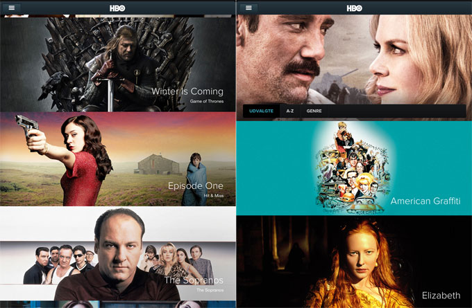 Klik for større billede HBO på iPad