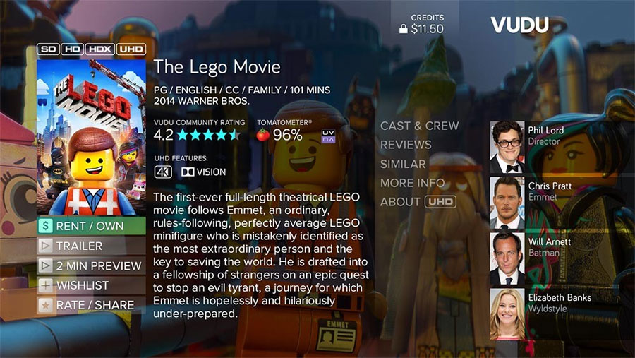 Lego Movie i 4K på Vudu Lego Movie i 4K på Vudu
