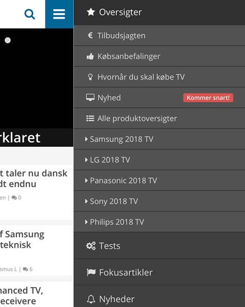 Mobilmenu Flatpanels 