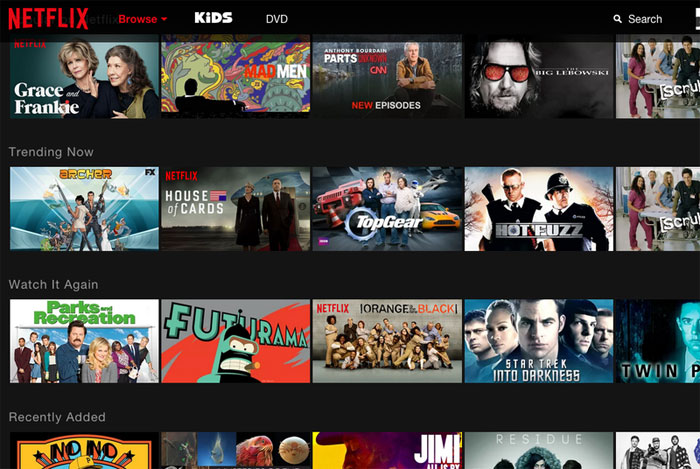 Netflixs nye brugerflade i web-browsere Netflixs nye brugerflade i web-browsere