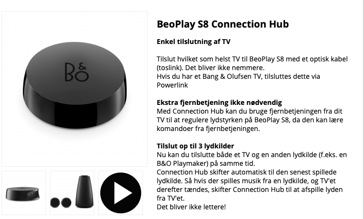 B&amp;O Connection Hub Salgsannonce