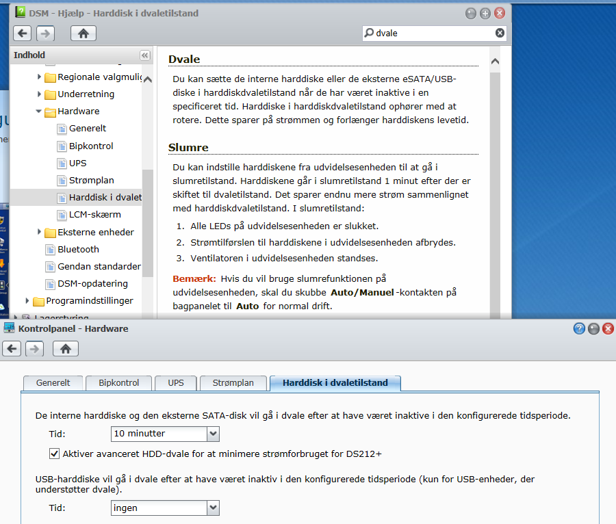 Synology Harddisk dvale.PNG