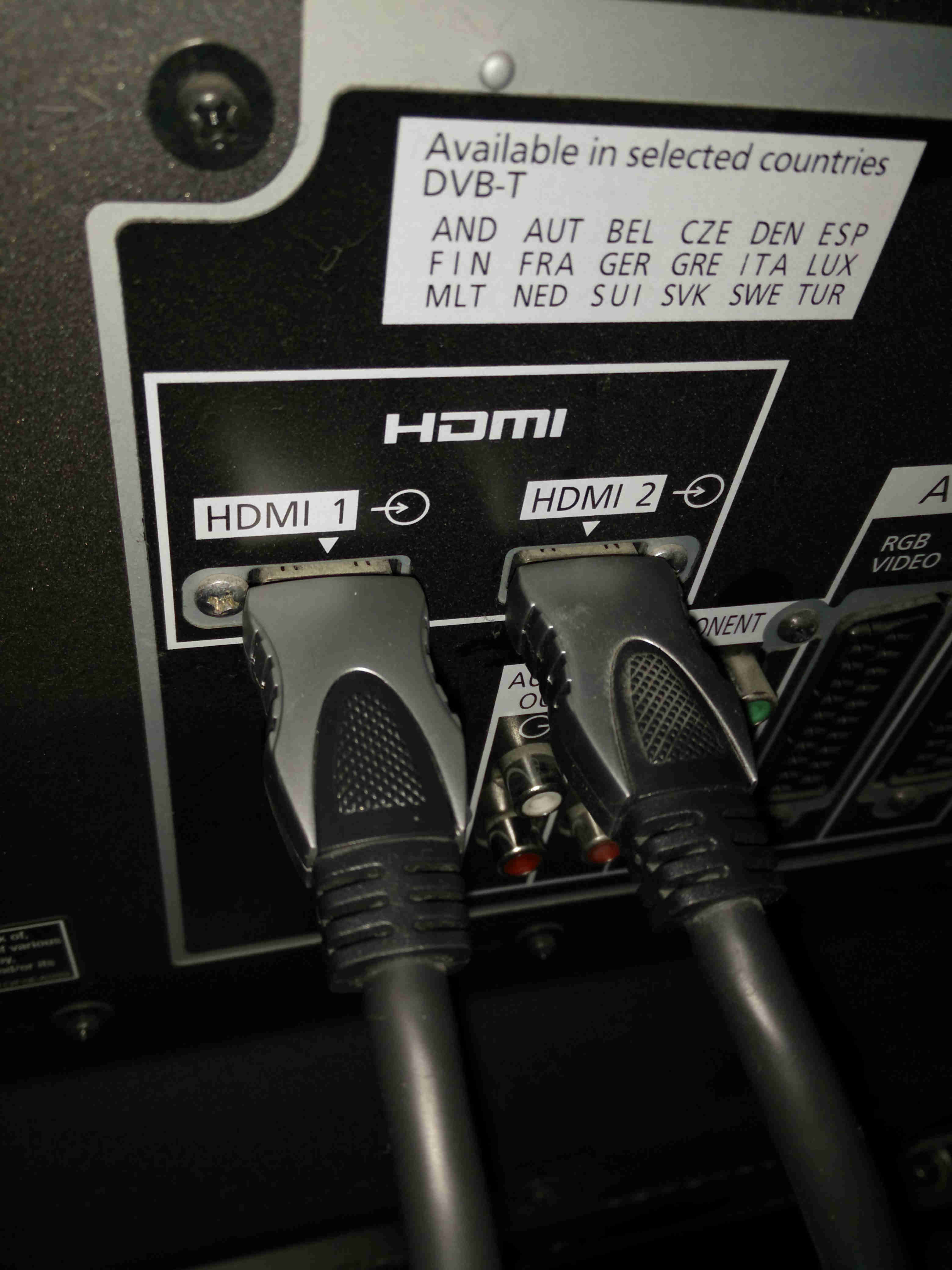 Billede der viser 2 HDMI indgange på mit TH-42PX8EA Plasma TV.