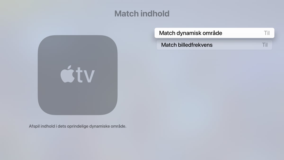 Match funktioner Apple TV
