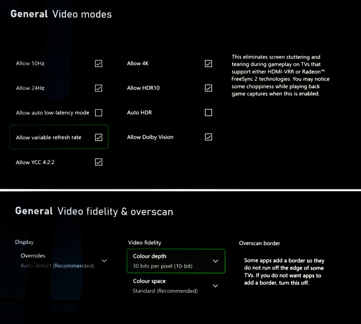 Xbox Series X videoindstillinger