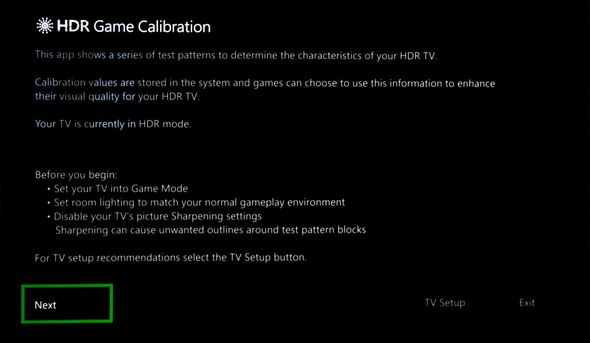Xbox Series X HDR-kalibrering