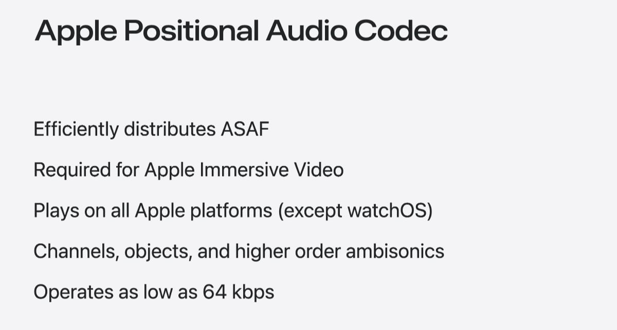Apple Positional Audio Codec