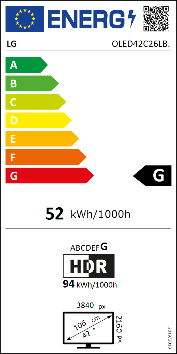 LG OLED42C2 energimærke