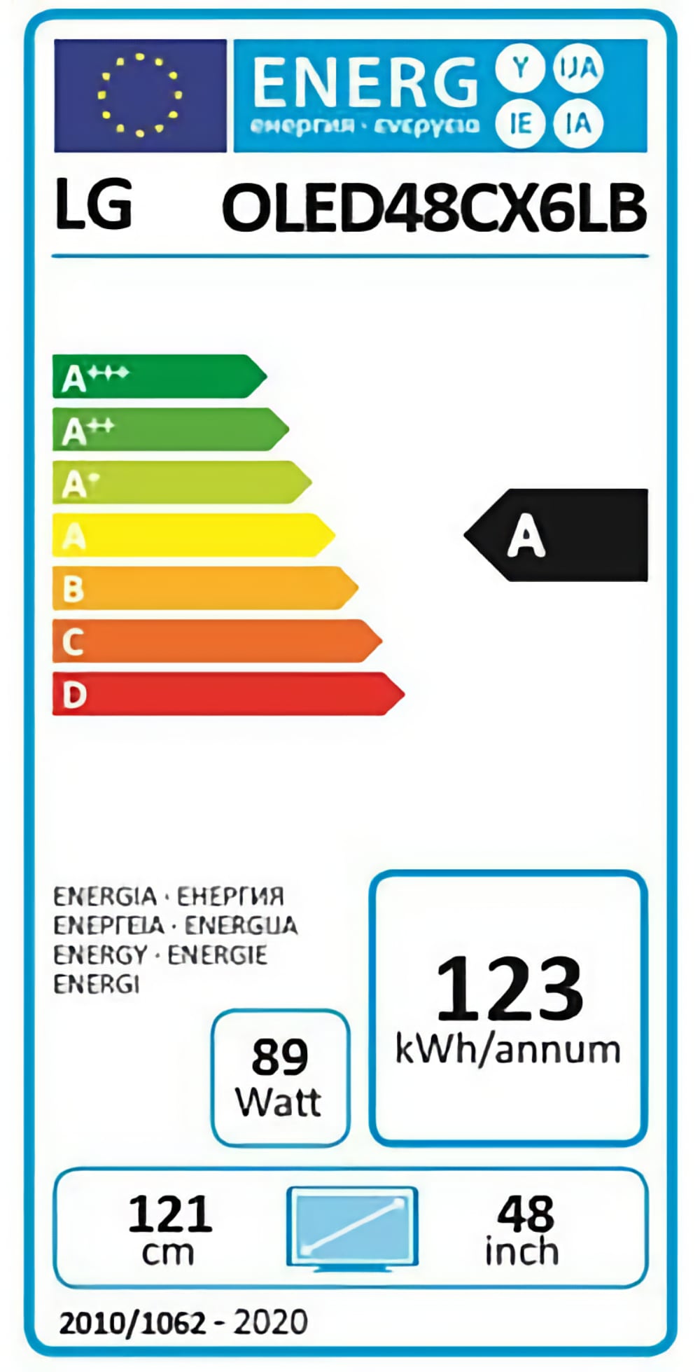 LG OLED strømforbrug