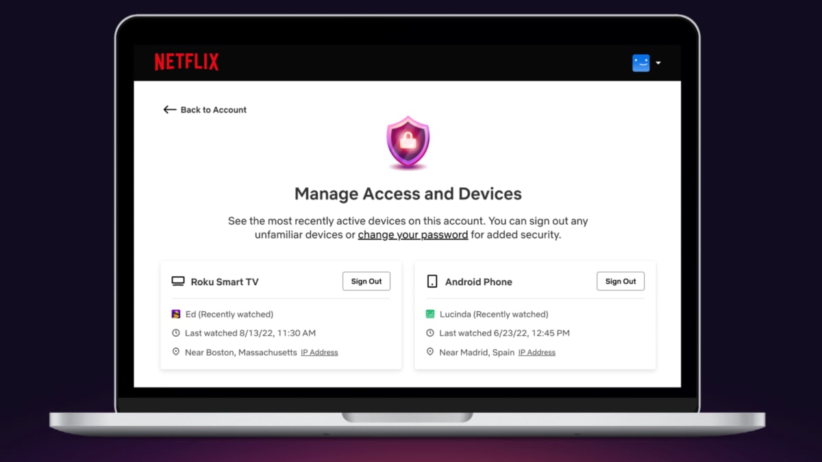 Netflix Manage Access