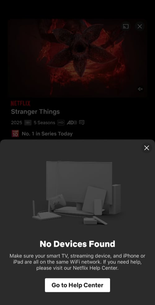 Netflix casting fjernet