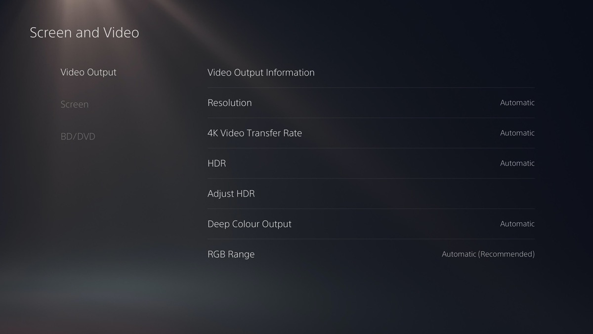 PlayStation 5 videoindstillinger