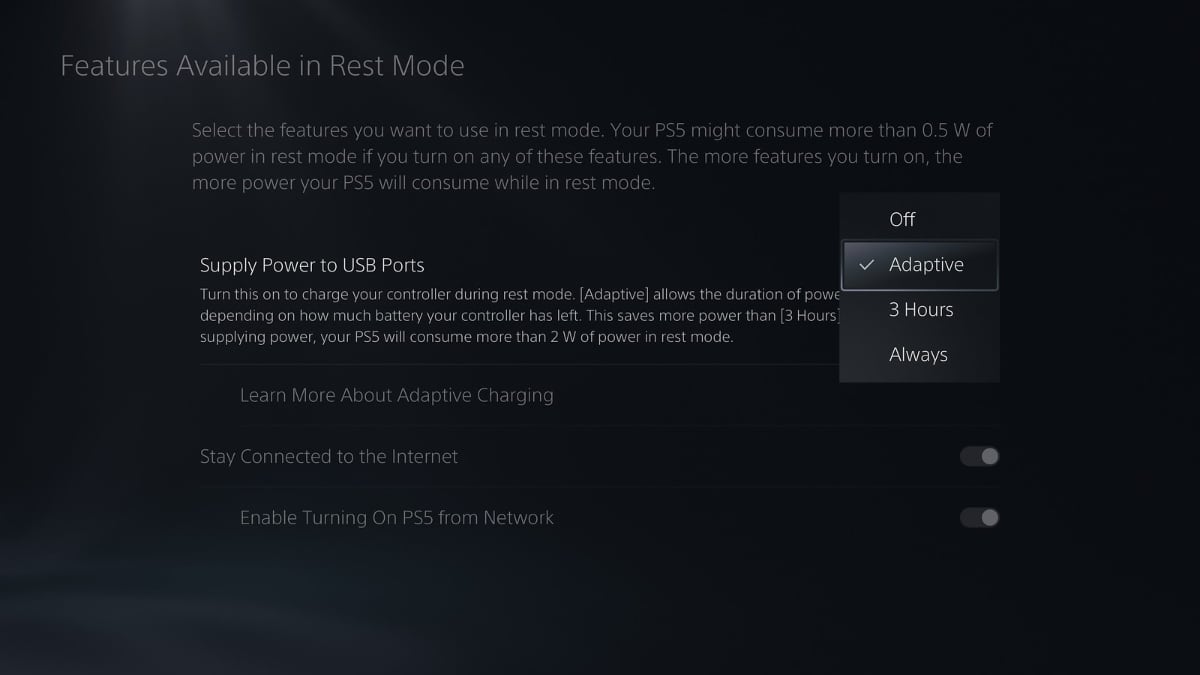 PS5 adaptiv opladning