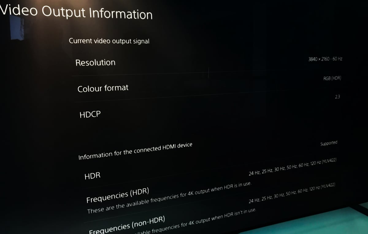 PS5 HDMI 2.1 output