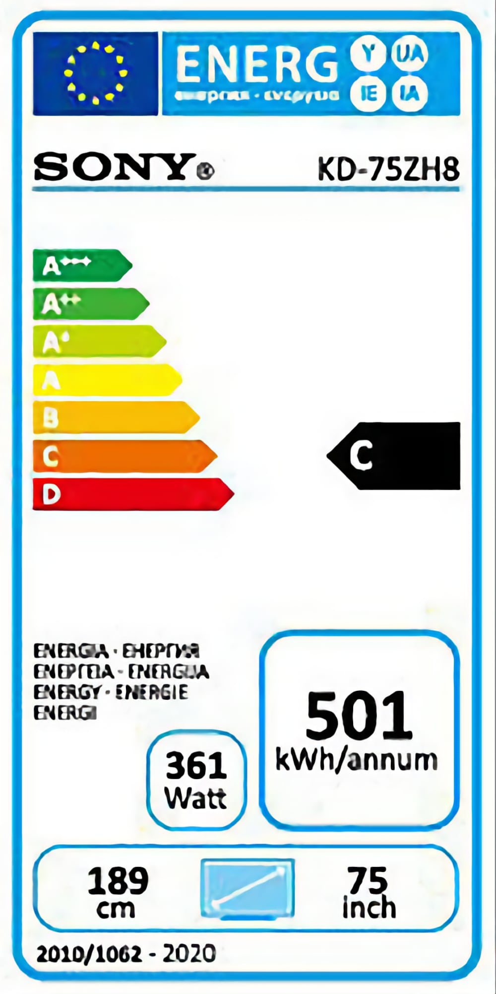 Sony 8K strømforbrug