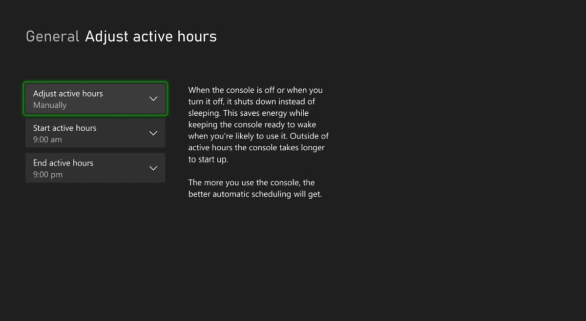 Xbox active hours