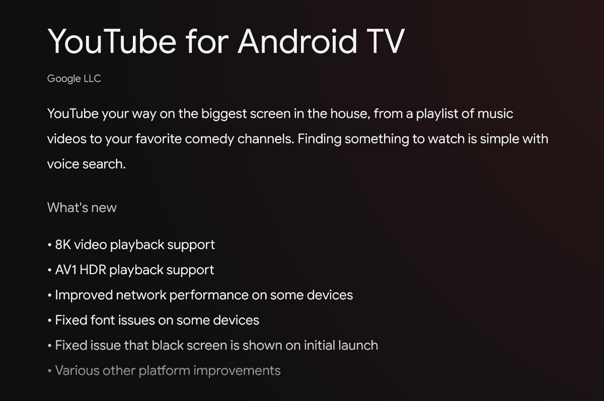 YouTube 8K update