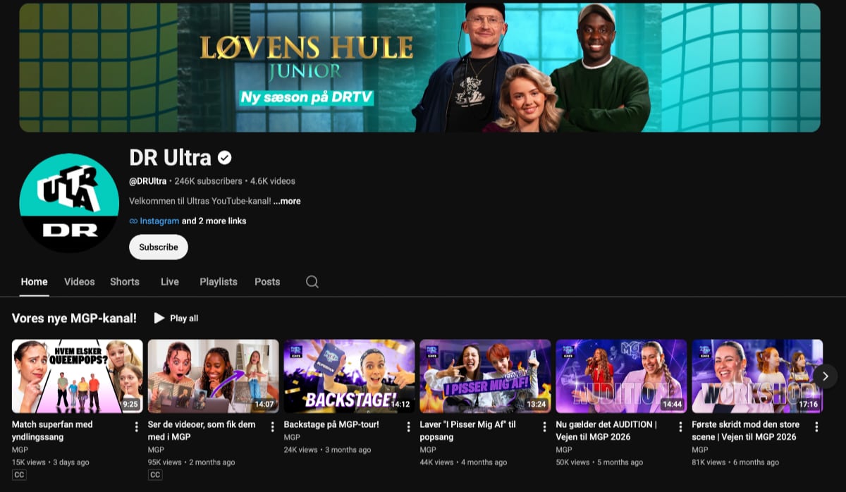 DR p&aring; YouTube